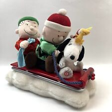 Peanuts Gang Gemmy Musical Stuffed Christmas Decorative Electronic on Sled Plush picture