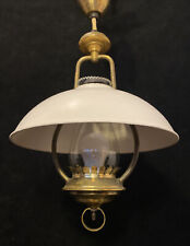 Vintage Mid Century Brass Hanging Pull Down Ceiling Light Retractable Hurricane picture