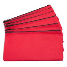 DALIX Zipper Bank Deposit Money Bags Cash Coin Pouch 6 Pack in Red picture