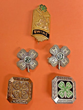 5 Vintage 4-H Pins, COUNTY HONOR SWINE Award, Gold Filled, Sterling, etc SEE PIC picture