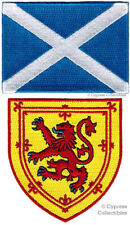 LOT of 2 SCOTLAND FLAG PATCHES IRON-ON SCOTTISH LION COAT ARMS SHIELD picture