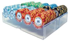 200 Ct Monte Carlo 14g Poker Chips Set In Clear Acrylic Tray Storage Case picture