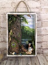 vtg hand made native butterfly nature spirit pictorial hanging wall box 10x7 picture