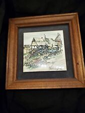 Clyde E Gray Matted And Framed Sawmill Painted Tile With Note Of Purchase  picture