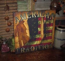 Primitive Stars Stripe American Tradition Canvas Man Cave Office Garage Wall Art picture