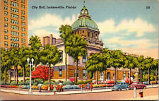 Vtg 1940s City Hall Jacksonville Florida FL Unused Linen Postcard picture