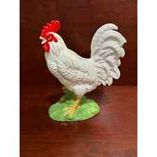 Vintage Country Farmhouse Decorative White Glazed Ceramic Rooster Statue  picture