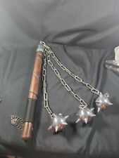 Medieval Gladiator Spiked Solid Metal Triple Mace Ball Flail Morningstar Weapon picture