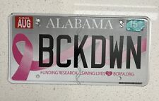 ALABAMA VANITY PERSONALIZED BREAST CANCER LICENSE PLATE DOUBLE COLLECTIBLEbckdwn picture
