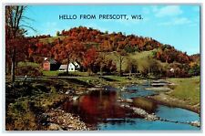 Prescott Wisconsin WI Postcard Hello From Prescott Autumn Colors c1960's Vintage picture
