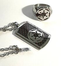 Star Wars Set - Necklace Pendant/ Ring Galactic Empire Stainless Steel 24 Inch  picture