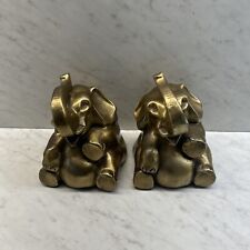 Vintage Elephant Trunk Up Metal PM Philadelphia Manufacturing Co. Bookends 1950 picture