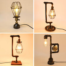Rustic Industrial Edison Steampunk Lamps Water Pipe Desk Light Fixture w/ Switch picture