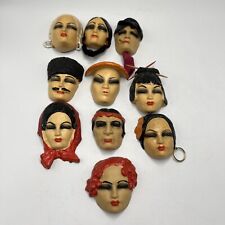 VTG 1930s Hand Painted Miniature Masks - LOT OF 10 - Extremely Rare picture