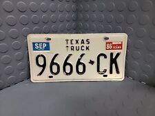 1986 Texas Sep LICENSE PLATE 9666 CK  CHEVY DODGE TRUCK TX VINTAGE September 666 picture