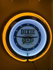 Dixie New Orleans Beer Bar Man Cave YELLOW Neon Advertising Wall Clock Sign picture
