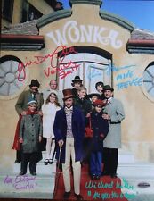 OUTSIDE THE WILLY WONKA FACTORY  PHOTO - AUTOGRAPHED, SIGNED BY FOUR 11” X 14”  picture