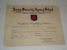 Army Security Agency ASA School Carlisle Barracks Rare Cryptography Certificate picture