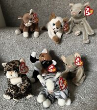 Ty Beanie Babies  Scat Sneaky Chip Pounce Snip Prance lot 7 cats picture
