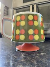 3 Vtg Retro Mid Century Atomic Dots Coffee Mug Cup Set ￼ Footed ￼ ￼￼￼ Stackable picture