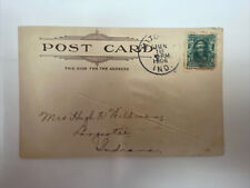 RARE 1906 GREEN One Cent Benjamin Franklin Stamp American Flag Postcard picture