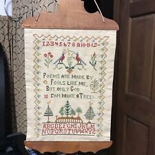 Old Linen Sampler Only God Can Make a Tree Wall Hanging 20