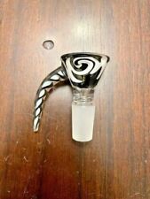 14mm Tuxedo Black White Wave Big Horn Bowl Quality Glass picture