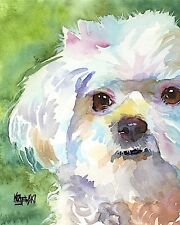 Maltese Dog 11x14 signed art PRINT RJK from painting picture
