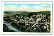 1935 Bird's Eye View of Roseburg, Oregon OR on Pacific Highway RPO Postcard picture