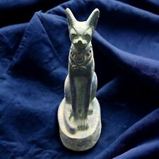 Ancient Egyptian Bastet Statue Antique Rare Goddess Cat with Scarab Pharaonic Bc picture