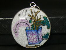 (cB2741)   Lovely Chinese Silver / Porcelain Pendant picture