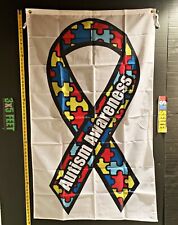 Autism Flag  Awareness Rainbow Ribbon Puzzle W Hope USA Sign 3x5' picture