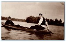 c1910's Crude Primitive Canoe Lake Kayak RPPC Photo Unposted Antique Postcard picture
