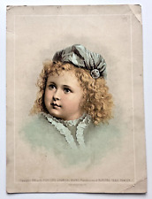 LARGE VICTORIAN TRADE CARD: RUMFORD YEAST POWDER, CHILD IN BLUE - A564 picture