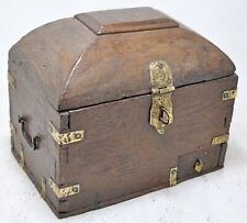 Antique Wooden Islamic Design Jewellery Box Original Old Fine Hand Crafted Brass picture