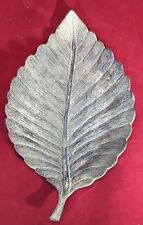  Bronze Metal Verdigris Leaf Trinket Dish Tray Rustic Made In India picture