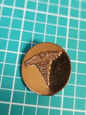  Vintage Military Medical Caduceus Gold Tone Lapel Pin Hat Pin  picture