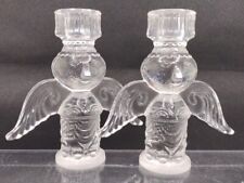Set Of 2 Rosenthal Bjorn Wiinblad Crystal Angel Candle Holders 4.75