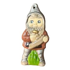 Vintage Gnome Ceramic Christmas Ornament Hand Painted 3.75
