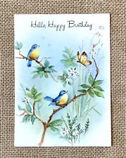Ephemera Vintage Hallmark Birthday Greeting Card Bluebirds Butterfly 1960s picture
