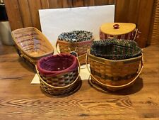 Lot of 5 Longaberger Christmas Baskets Sleigh w/Runner Red & Green Snowflake Etc picture