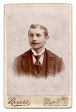 CIRCA 1890s CABINET CARD ROGERS HANDSOME MAN WITH MUSTACHE NEW HAVEN CONNETICUIT picture