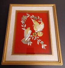 Vintage Asian Sea Shell Art Birds On A Branch/ Flowers picture