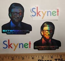 Vaccine 💉 Stickers ANTI BILL GATES SKYNET TERMINATOR 4 pack *WORLDWIDE SHIPPING picture