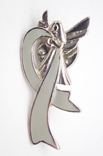 Angel with Grey Ribbon Silver Tone Vintage Lapel Pin picture
