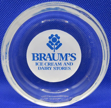 Vintage Braum's Ice Cream and Dairy Stores Clear Glass Advertising Ashtray NICE picture