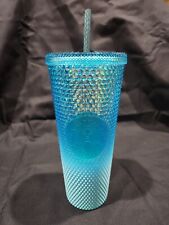 NEW Starbucks 2023 Glacier Blue Ombre Gradient Bling Studded 24oz Venti Tumbler picture