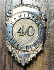 Antique Hamilton Ontario FIREMANS BADGE ~  Vintage Obsolete Canada Fire Dept picture