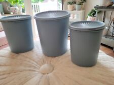 3 piece Vintage Tupperware Canister set 3 blue all w/ Lids picture