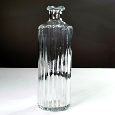 Vintage Decanter Barware Ribbed Design Elegant Formal 9.5in Clear Glass Décor picture